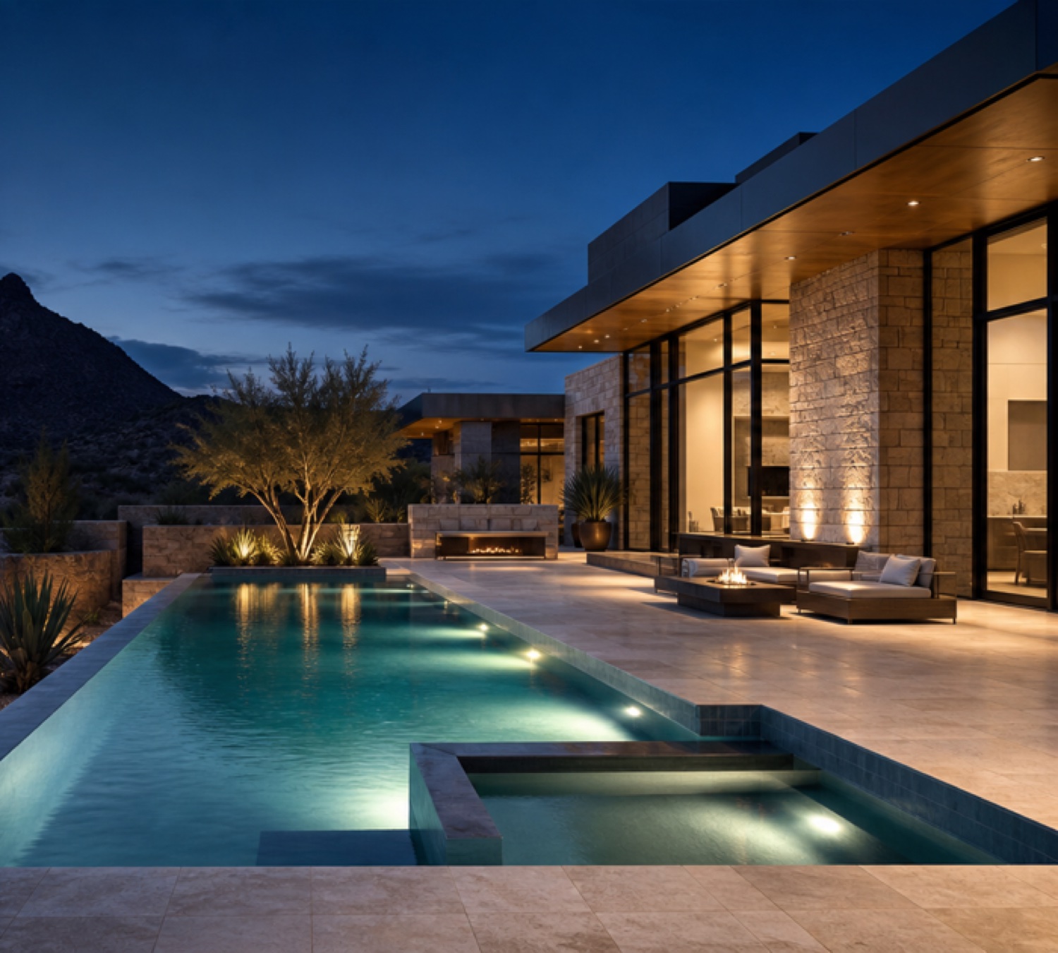 Pool and landscaped outdoor living space
